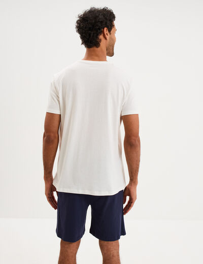 Ensemble pyjama t-shirt et short blanc homme