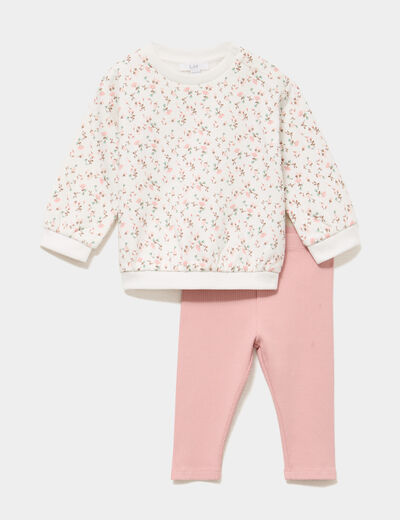Ensemble sweat et legging ecru b&eacute;b&eacute; fille