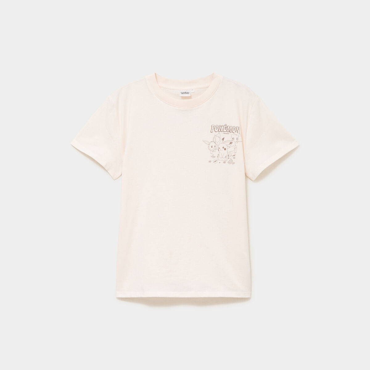T-shirt manches courtes coton Pok&eacute;mon ivoire femme