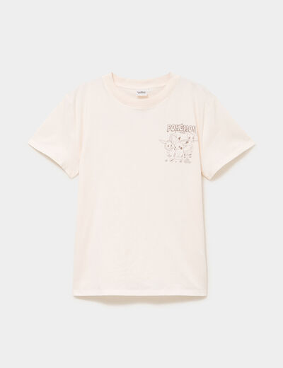 T-shirt manches courtes coton Pok&eacute;mon ivoire femme