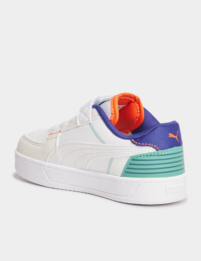 Tennis basses à scratchs Puma Caven blanc garçon