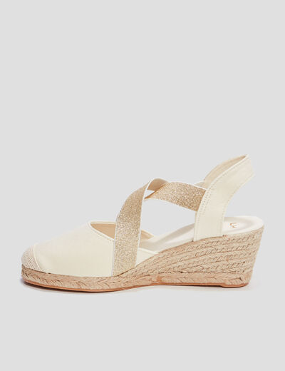 Sandales espadrilles compens&eacute;es sable femme