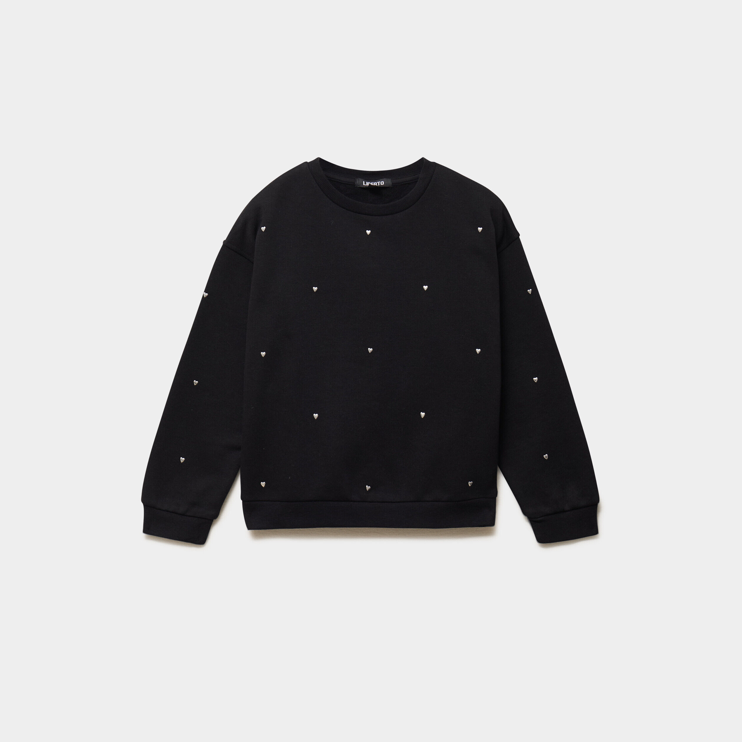 Sweat oversize avec clous coeur noir fille LIBERTO