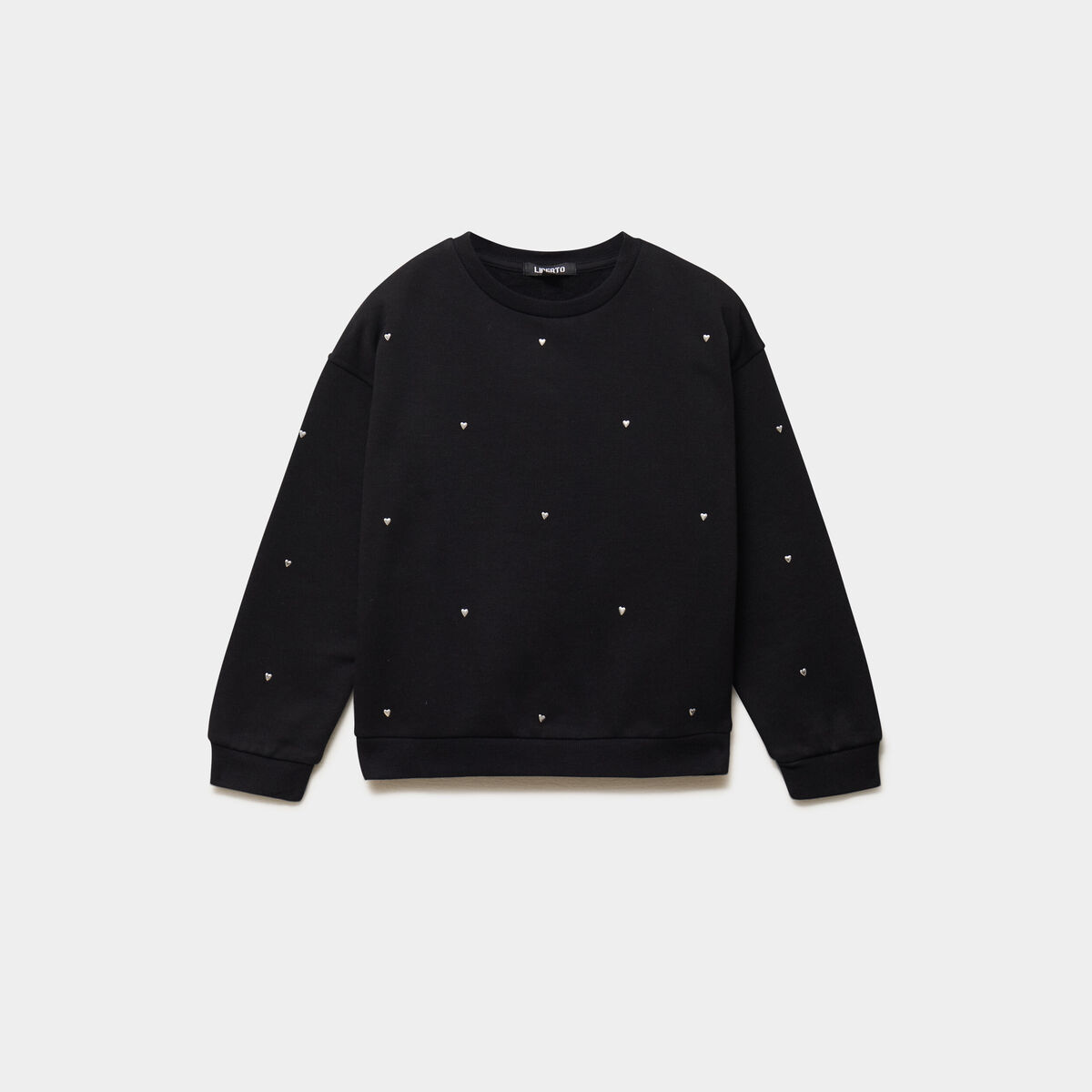 Sweat oversize avec clous coeur noir fille