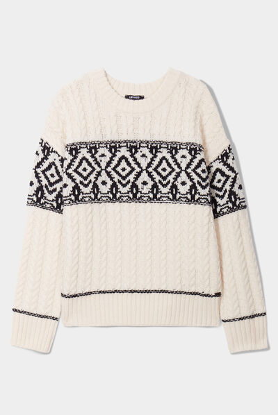Pull avec torsades Liberto ecru femme