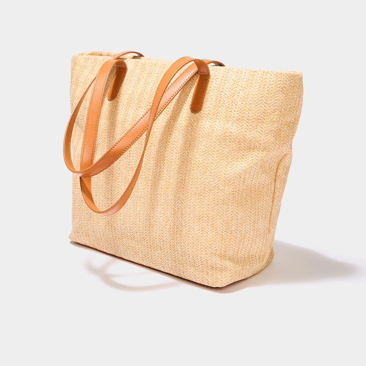 Sac shopper effet tress&eacute; sable femme