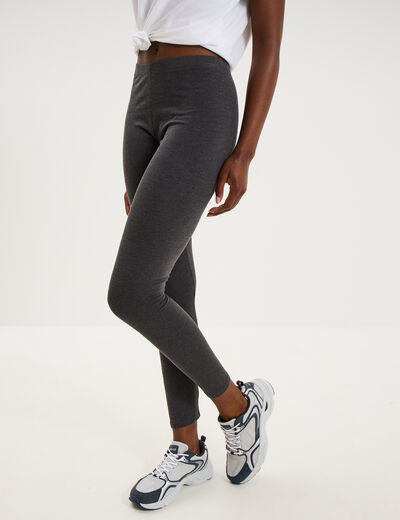 Legging taille haute gris fonc&eacute; femme