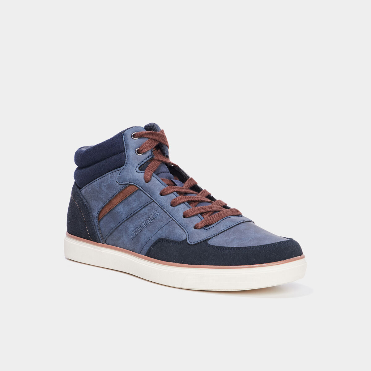 Baskets montantes &agrave; lacets bleu homme