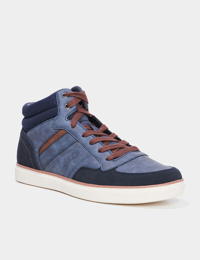 Baskets montantes à lacets bleu homme
