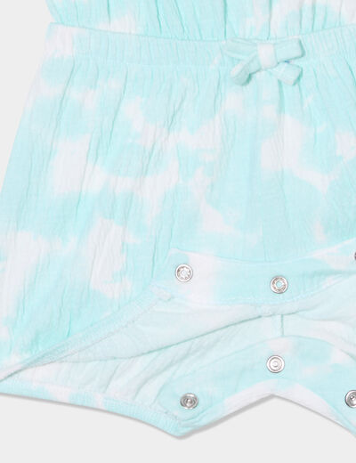 Combishort à bretelles et volants bleu pastel bébé fille