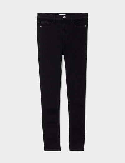 Jeans skinny taille haute denim noir femme