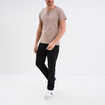 T-shirt col tunisien manches courtes marron homme