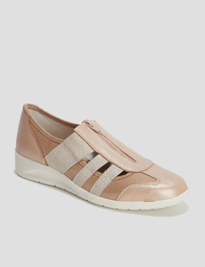 Derbies zippées pied large sable femme