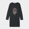 Chemise de nuit t-shirt col rond gris fonc&eacute; femme