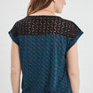 T-shirt dentelle épaules et dos bleu marine femme