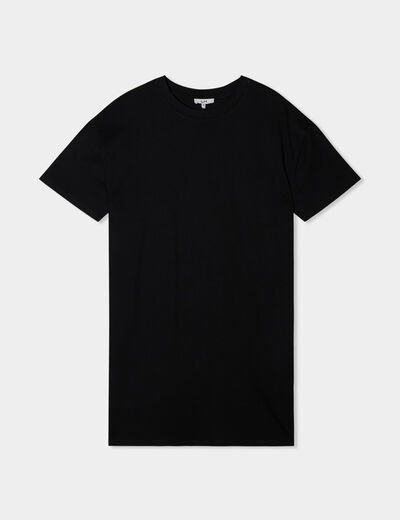 Robe t-shirt manches courtes coton noir femme