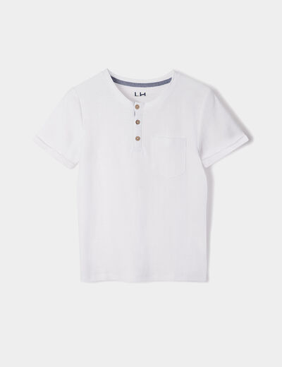 T-shirt manches courtes blanc gar&ccedil;on