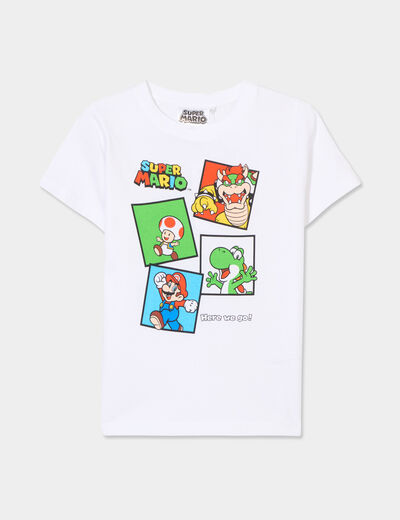 T-shirt manches courtes coton Mario blanc garçon