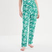 Pantalon de pyjama fluide taille haute vert femme
