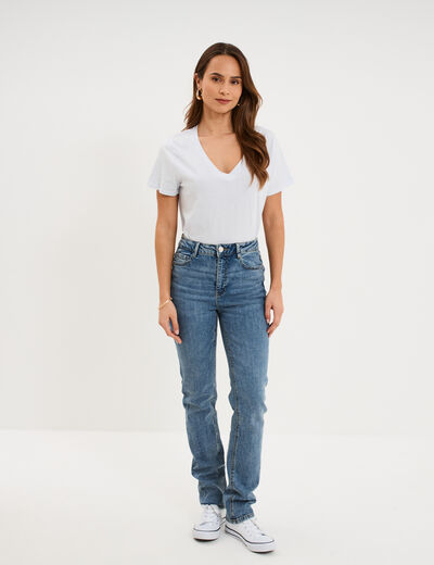 Jeans regular 5 poches coton denim stone femme