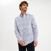 Chemise droite imprim&eacute;e manches longues bleu gris homme