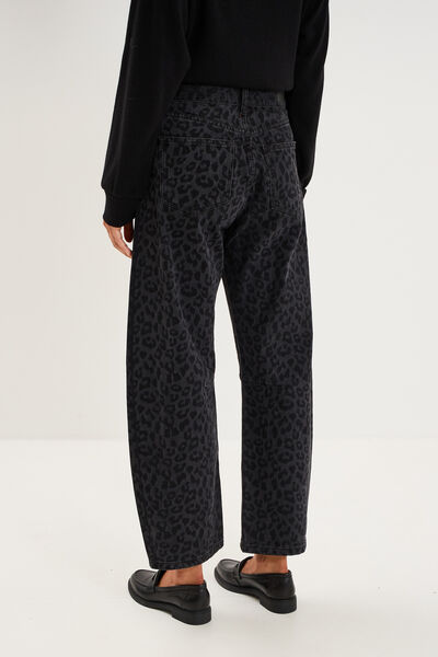 Jean balloon coton denim noir femme