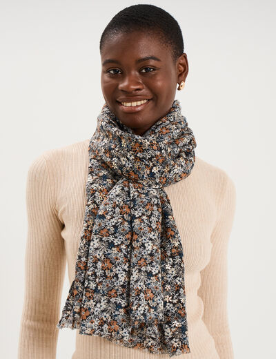 Foulard rectangulaire noir femme