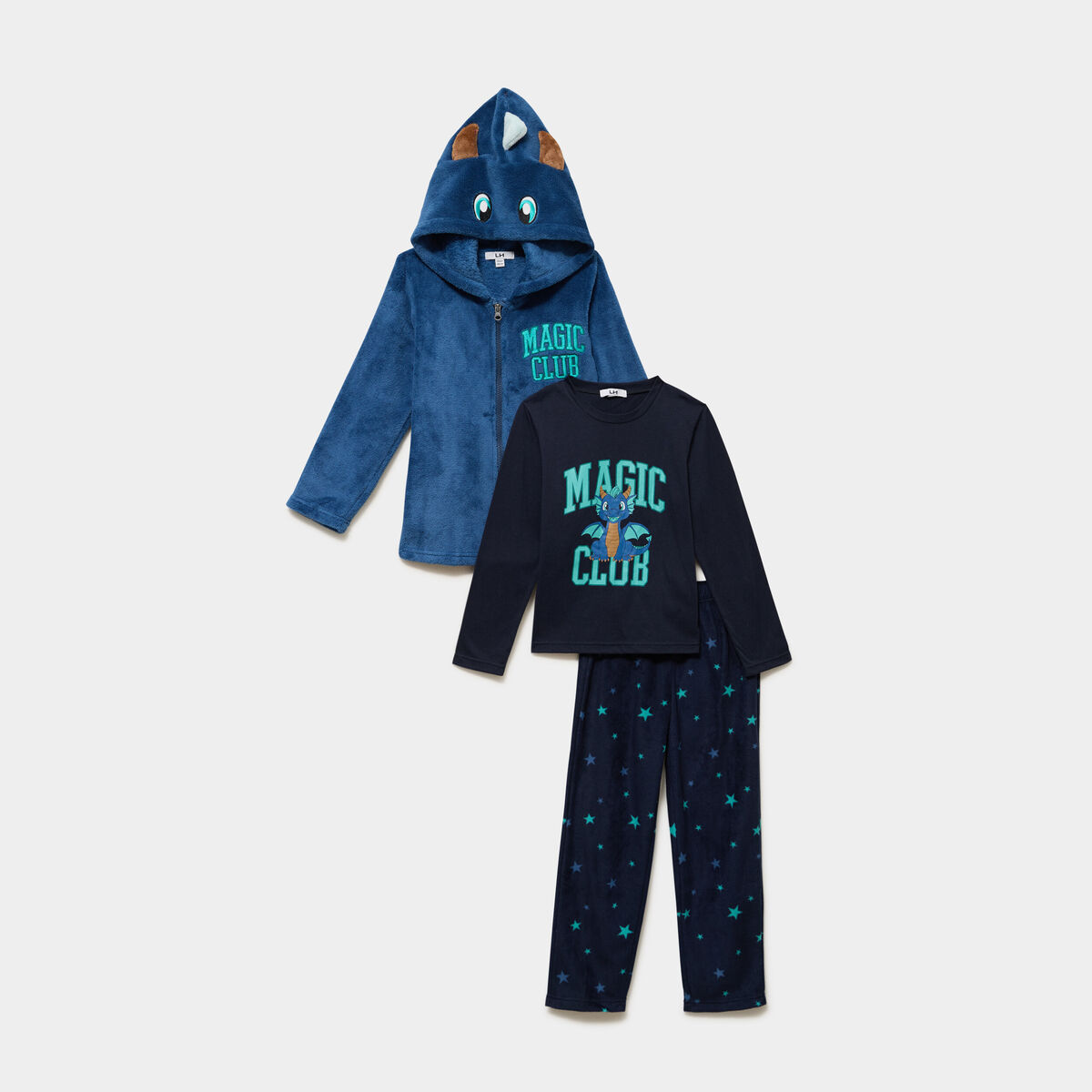 Ensemble pyjama 3 pi&egrave;ces bleu marine gar&ccedil;on