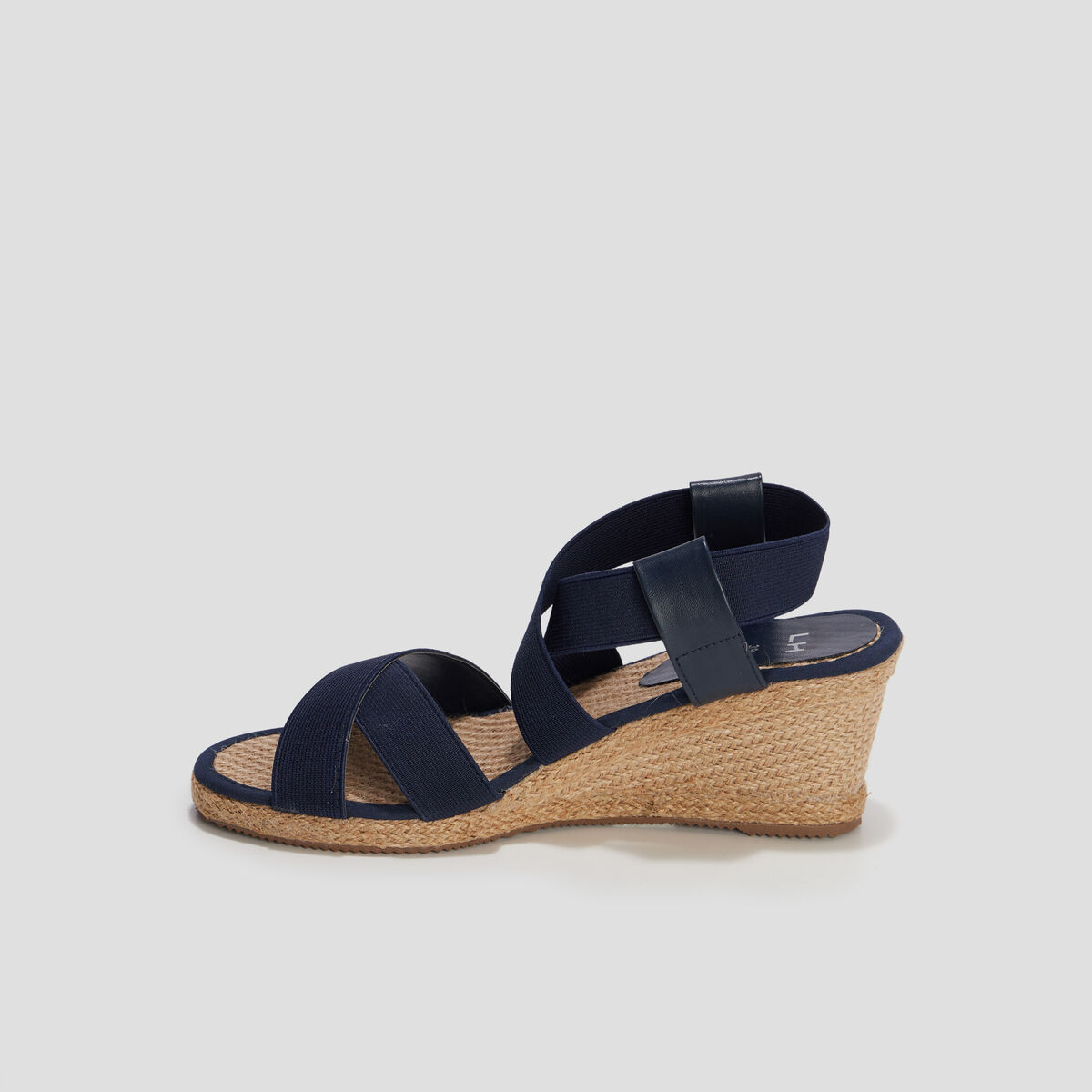 Sandales compens&eacute;es bleu femme