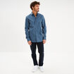 Chemise stretch manches longues bleu gris homme