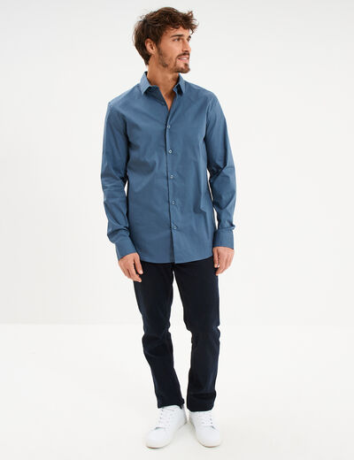 Chemise stretch manches longues bleu gris homme