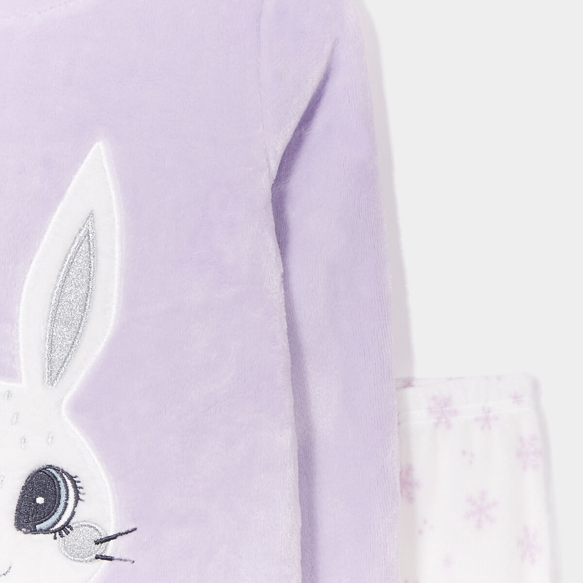 Ensemble pyjama 2 pi&egrave;ces effet polaire violet clair fille