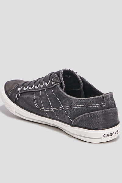 Baskets basses en toile &agrave; lacets gris homme