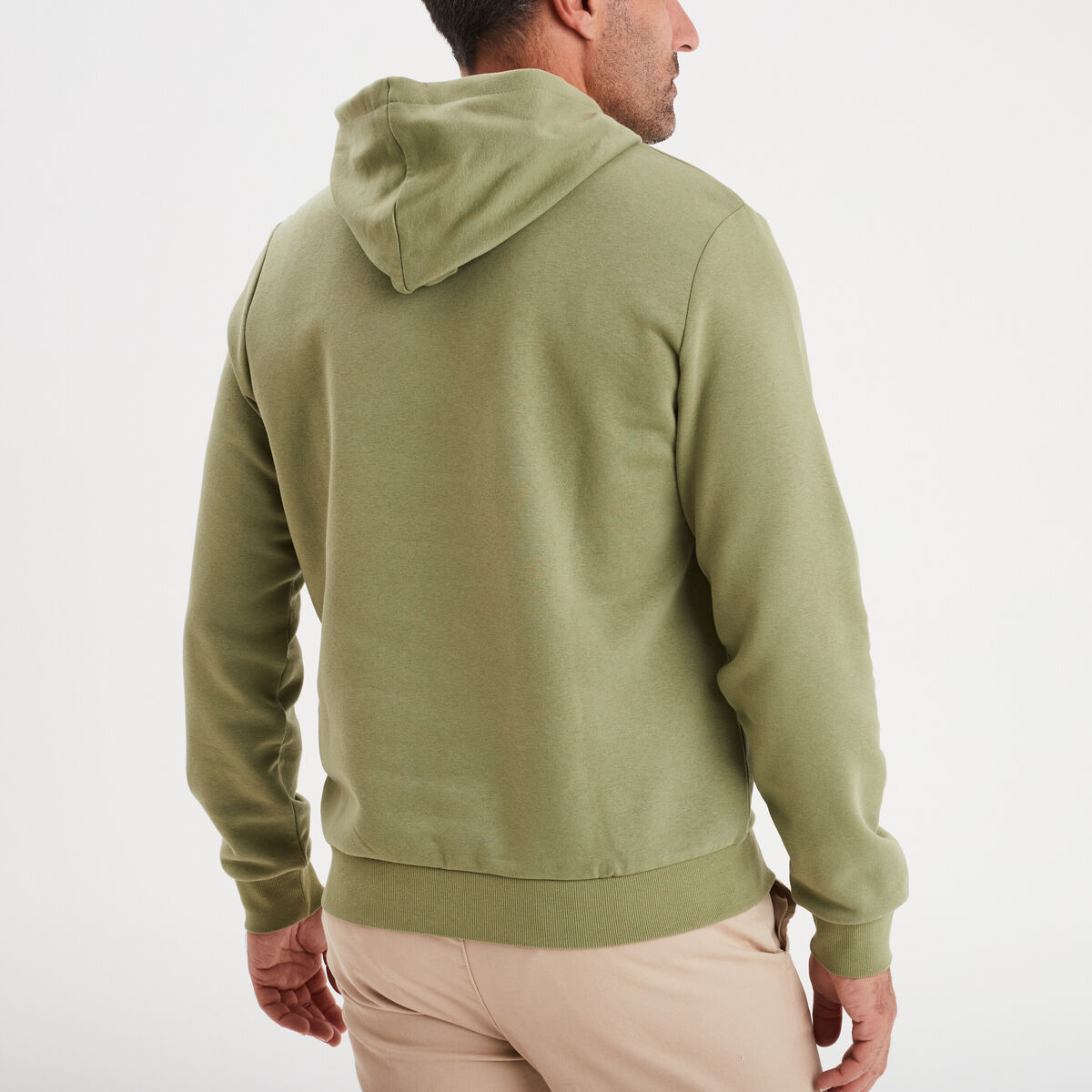 Sweat molleton à capuche hoodie vert kaki homme