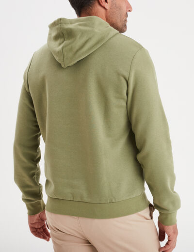 Sweat molleton à capuche hoodie vert kaki homme