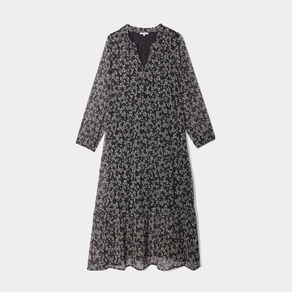 Robe longue évasée manches longues noir femme grande taille