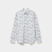 Chemise droite imprimée manches longues ecru homme