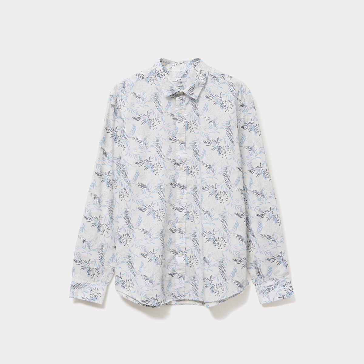 Chemise droite imprimée manches longues ecru homme