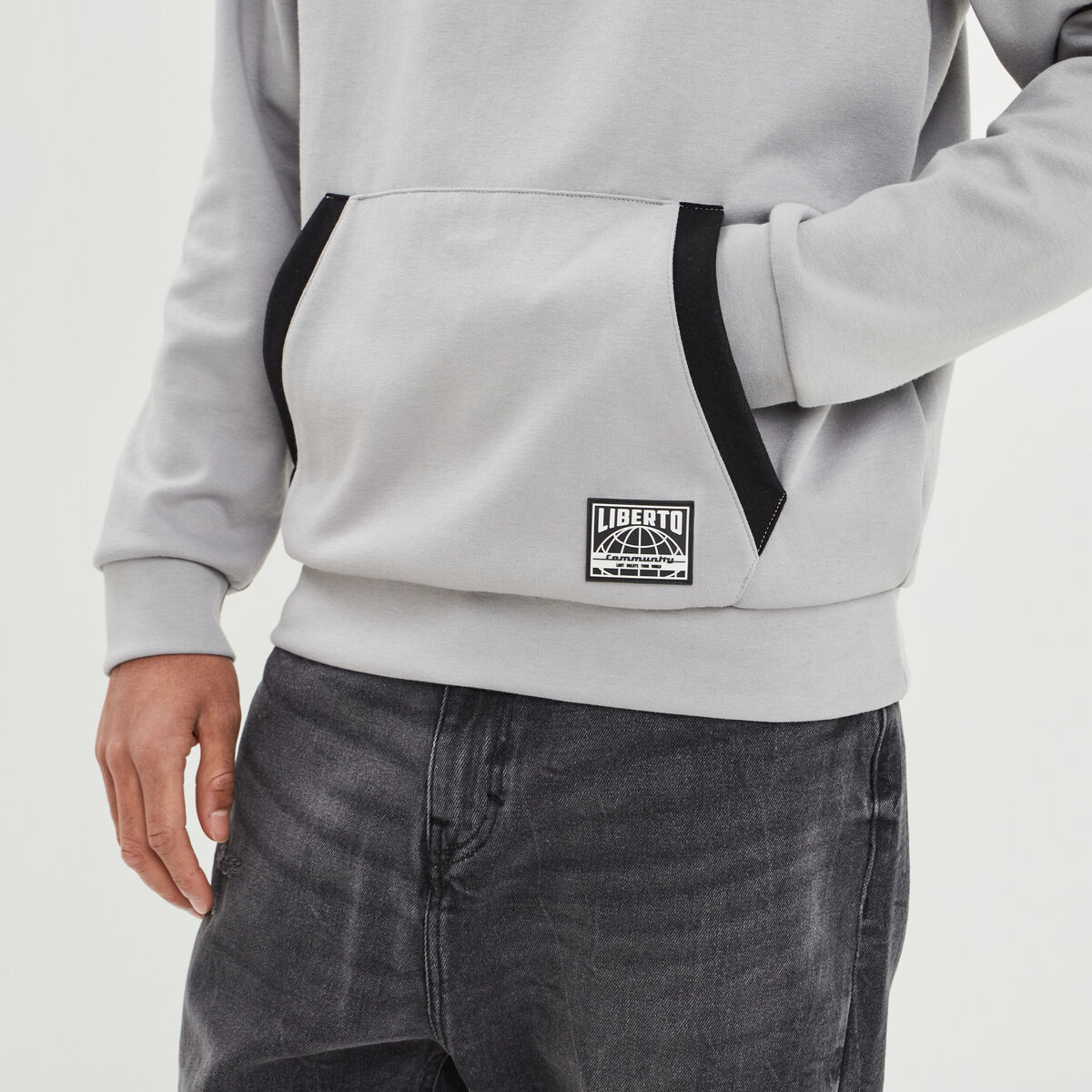 Sweat à capuche hoodie Liberto gris clair homme