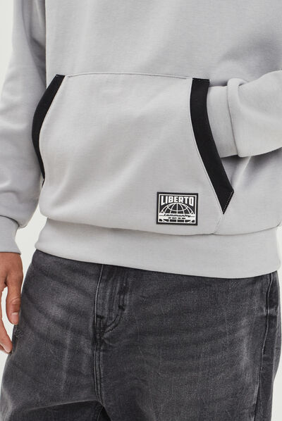 Sweat à capuche hoodie Liberto gris clair homme
