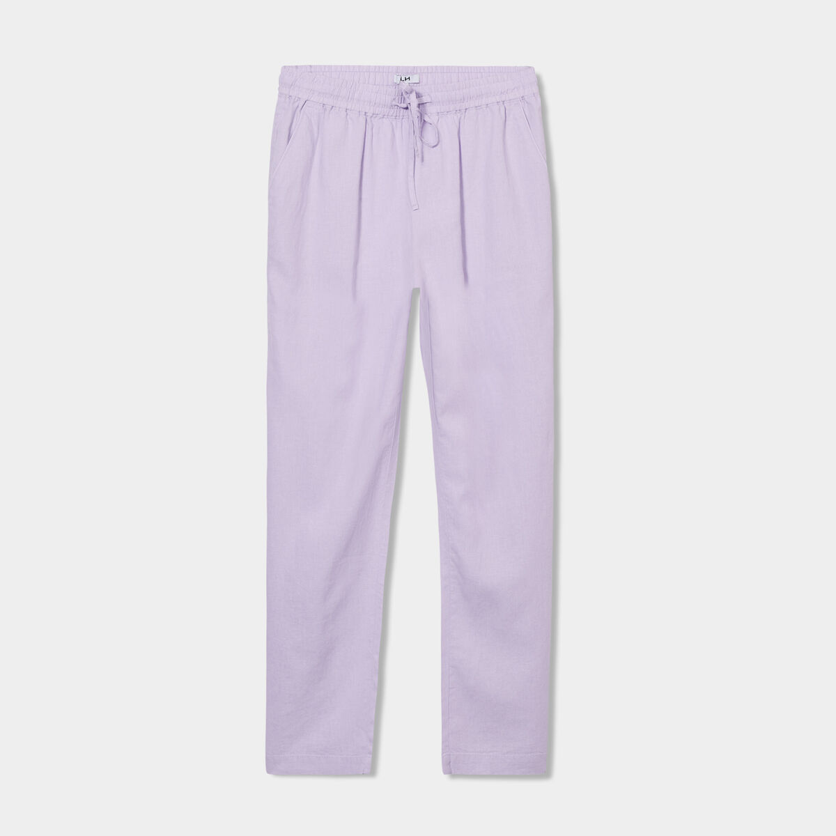 Pantalon droit 7/8ème lin mélangé violet clair femme