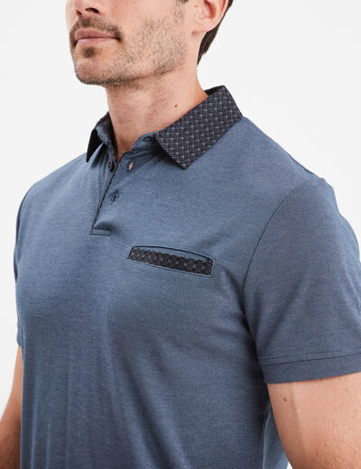 Polo droit manches courtes 1 poche buste bleu foncé homme