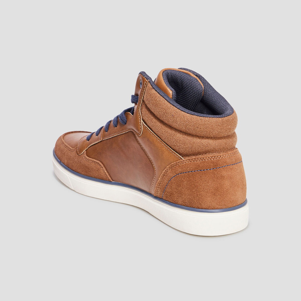 Baskets montantes &agrave; lacets marron homme