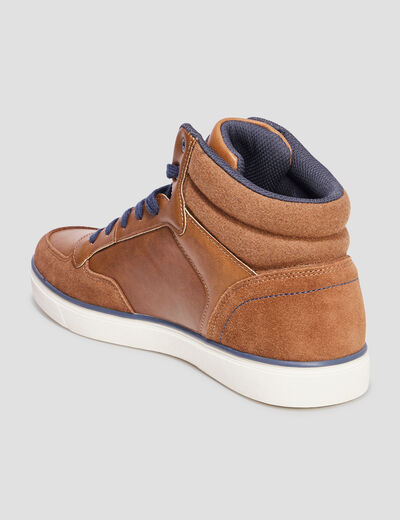 Baskets montantes à lacets marron homme