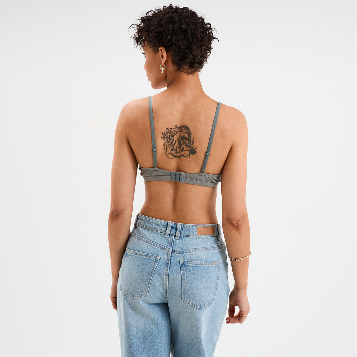 Soutien-gorge triangle sans armatures vert kaki femme
