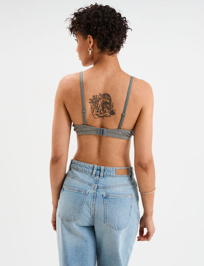 Soutien-gorge triangle sans armatures vert kaki femme