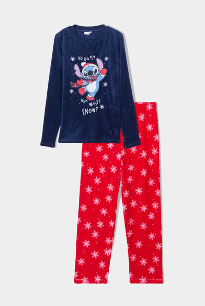 Ensemble pyjama pantalon 2 pièces Stitch bleu marine femme