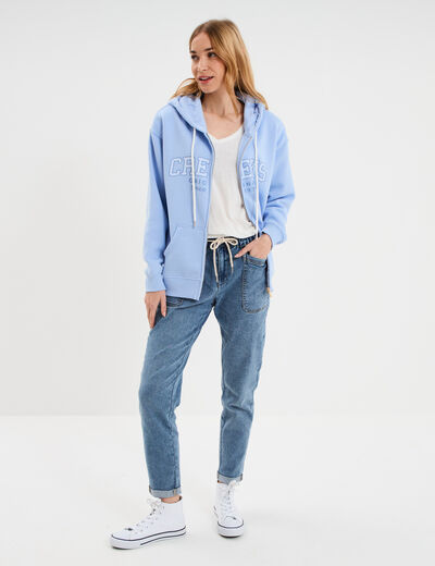 T-shirt col v poche poitrine blanc femme