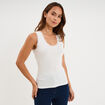 D&eacute;bardeur coton bords dentelle blanc femme