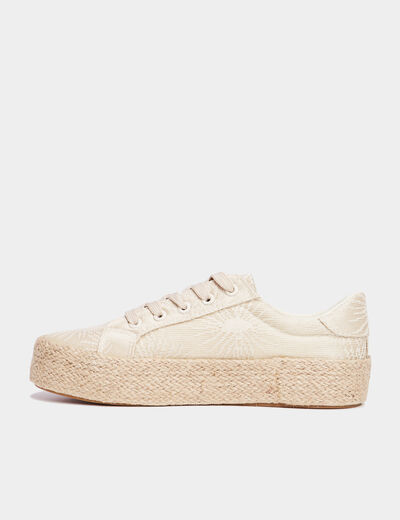 Tennis en toile à lacets sable femme